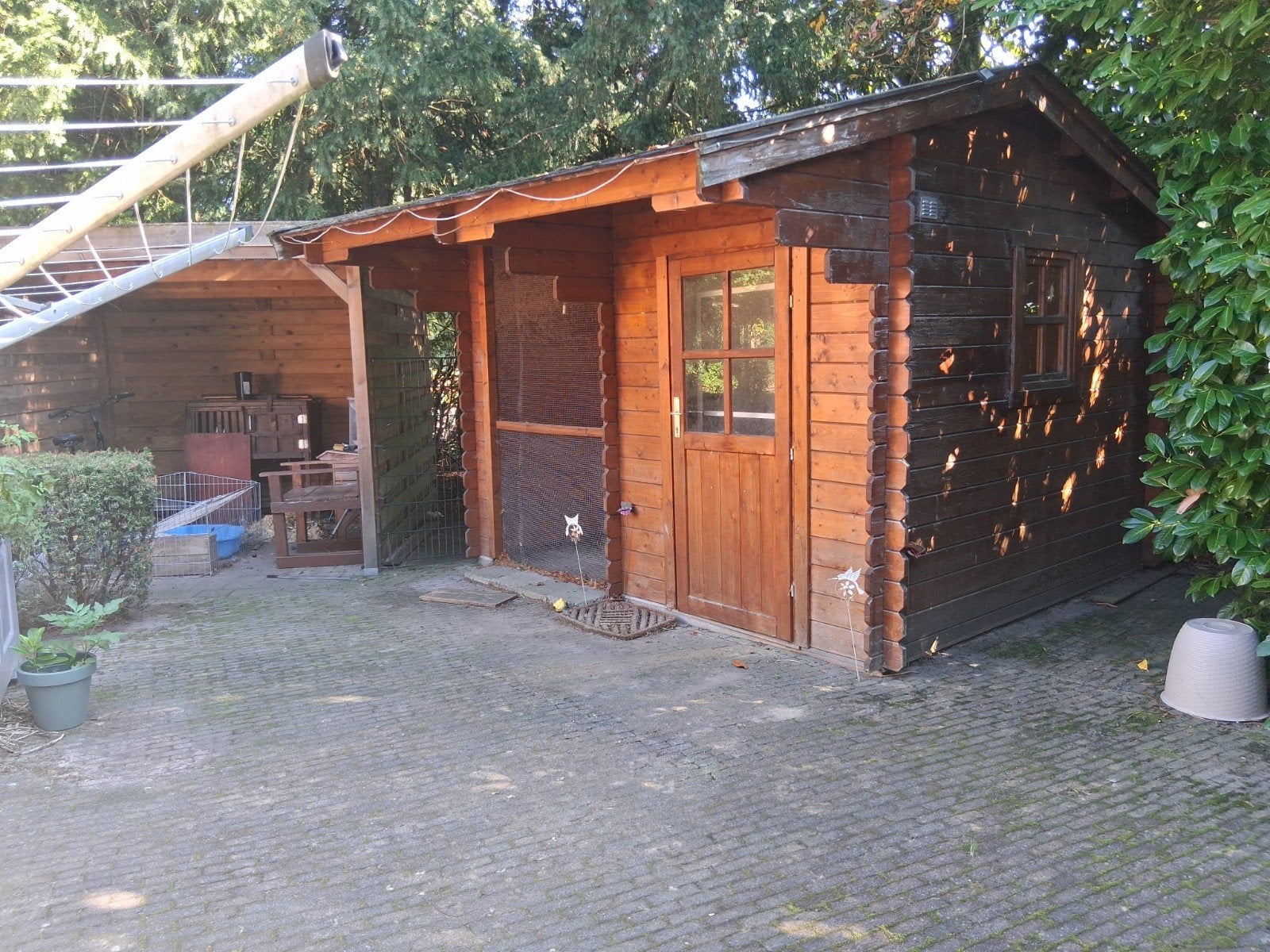 Houten tuinhuis met overkapping - 2x3m, Tuin en Terras, Ophalen, Gebruikt, Tuinhuis, 250 tot 500 cm