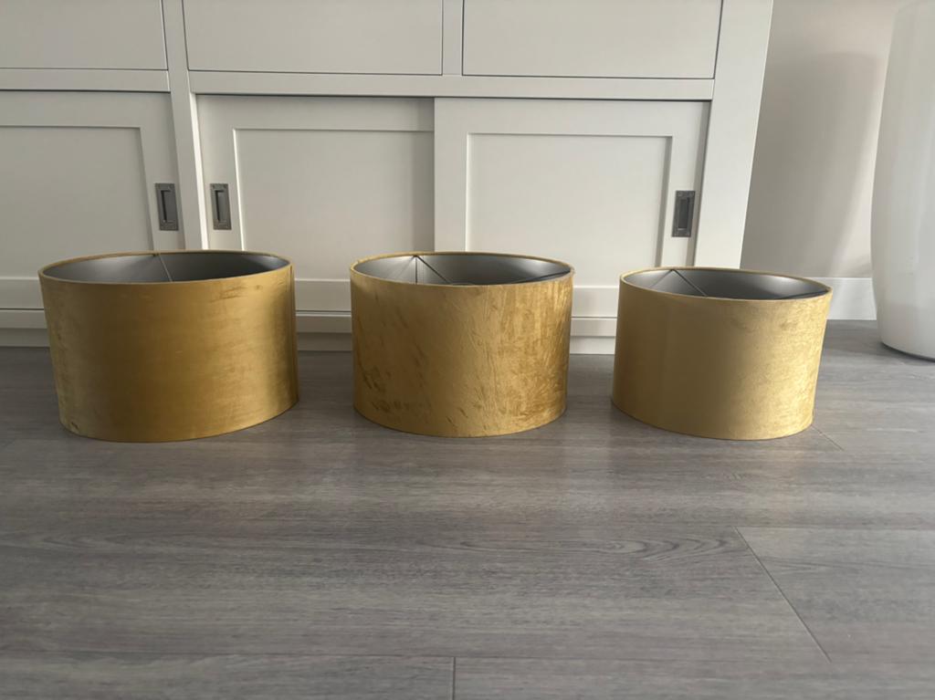 3 lampenkappen velours goud, Ophalen, Overige kleuren, Rond, Zo goed als nieuw