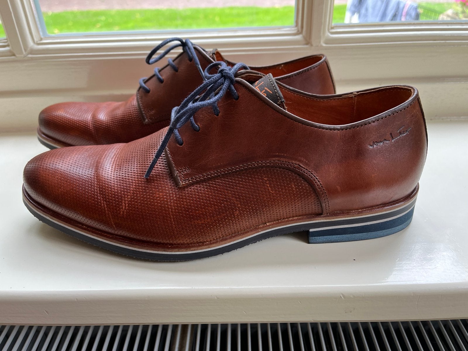 Van Lier heren schoenen cognac kleur maat 40, Overige kleuren, Ophalen of Verzenden, Zo goed als nieuw, Veterschoenen