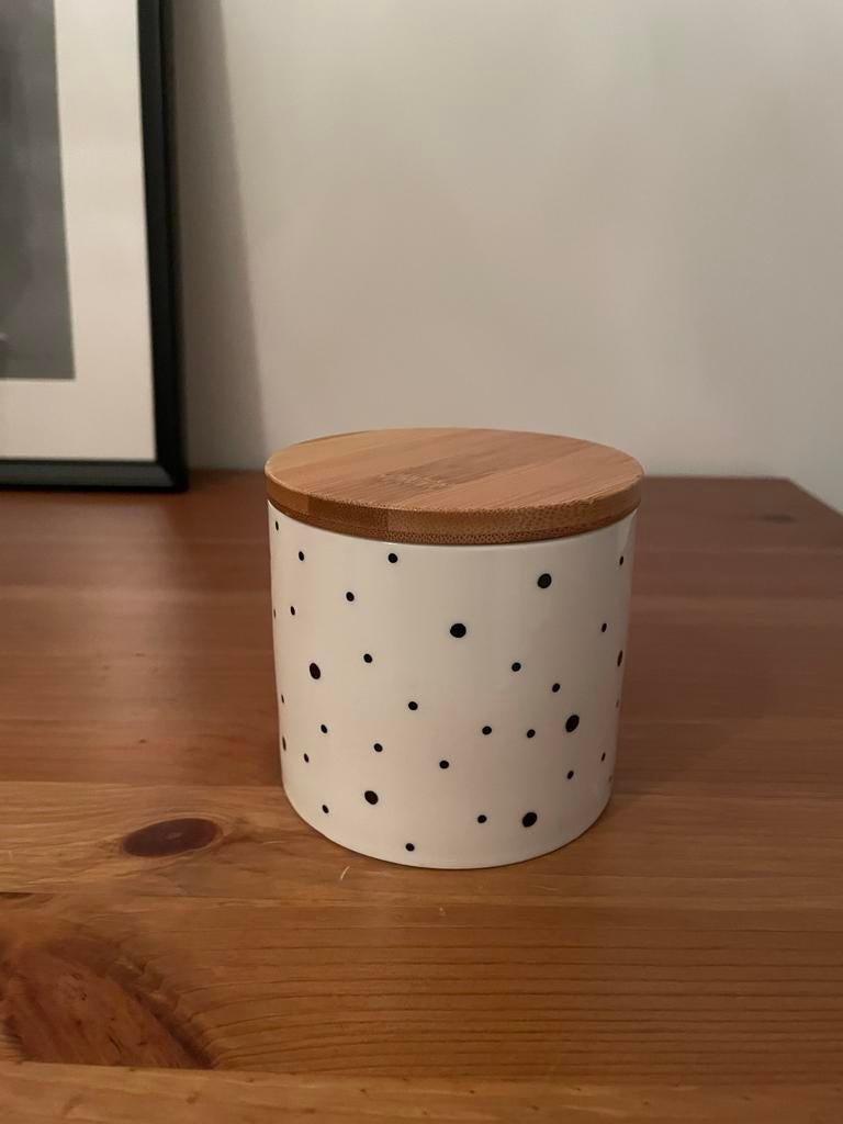 Riverdale voorraadpotje nieuw - Canister Dots 8cm, Nieuw, Ophalen of Verzenden, Voorraadpot, Steen/keramiek