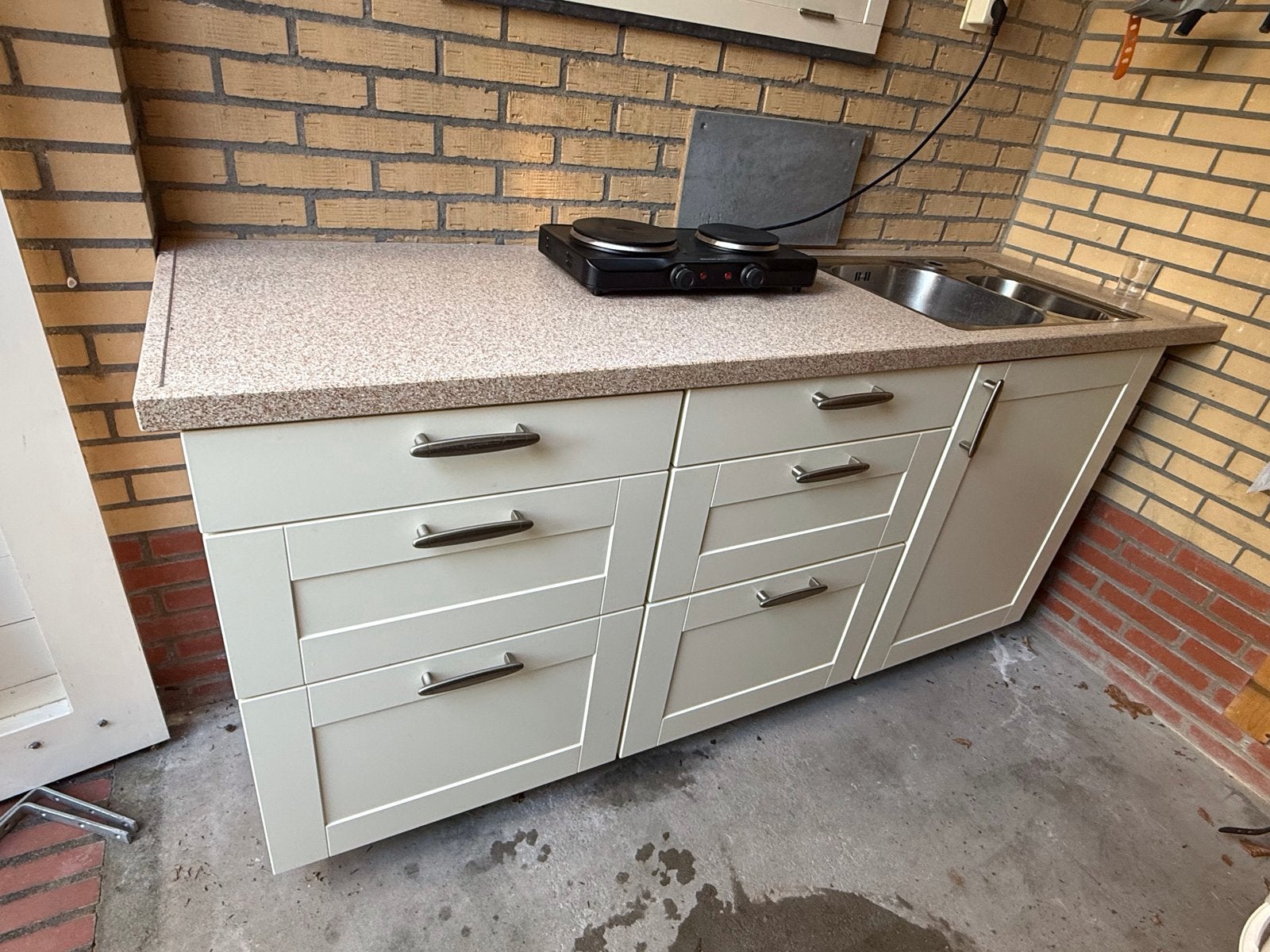 PERFECT keukenblok met composiet blad en Francke spoelbak, Ophalen, Gebruikt, Overige typen, Crème
