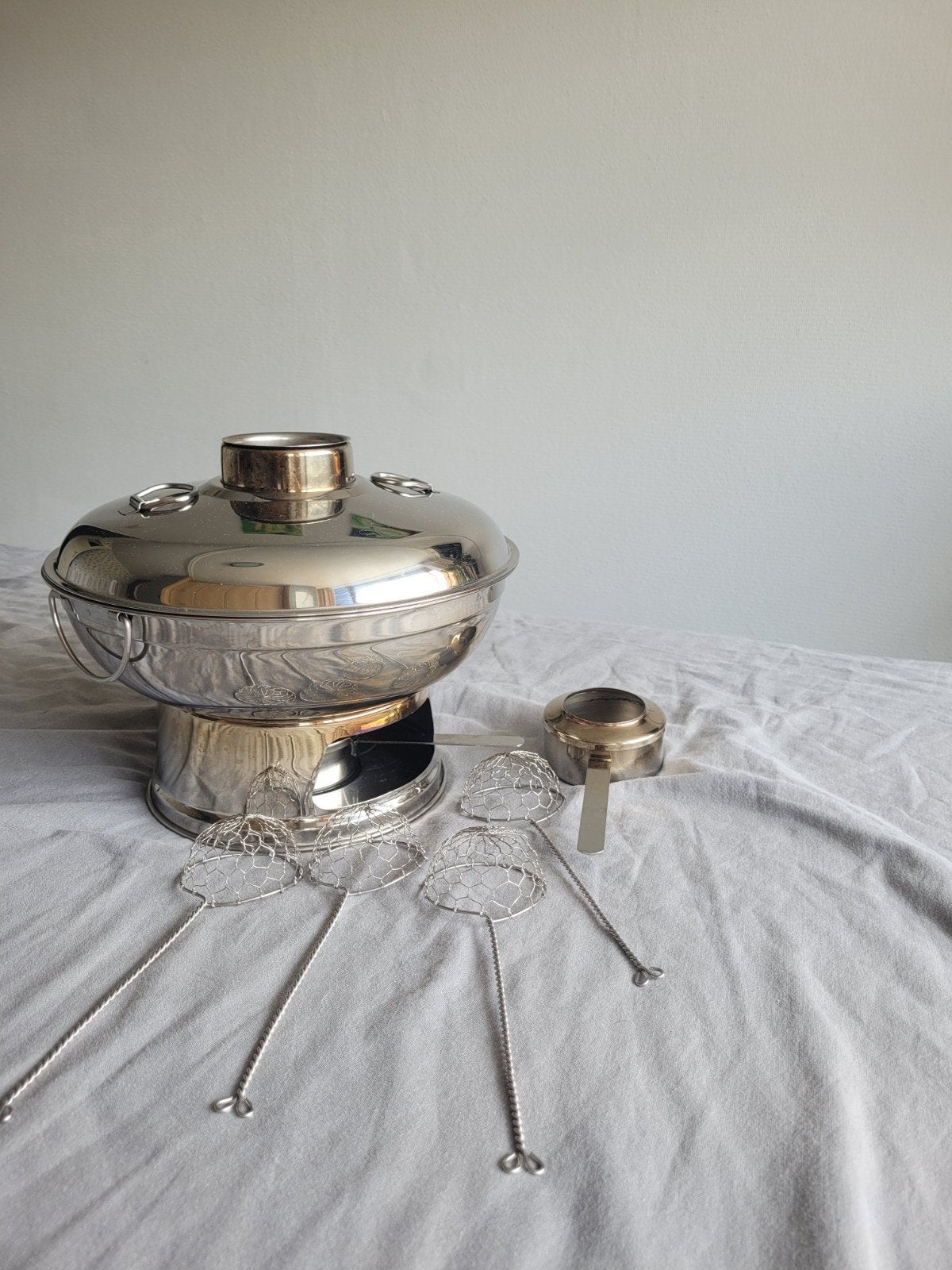 Oosterse Bouillon Fondue / Hotpot Set - RVS, Overige typen, Zilver, Ophalen of Verzenden, Zo goed als nieuw