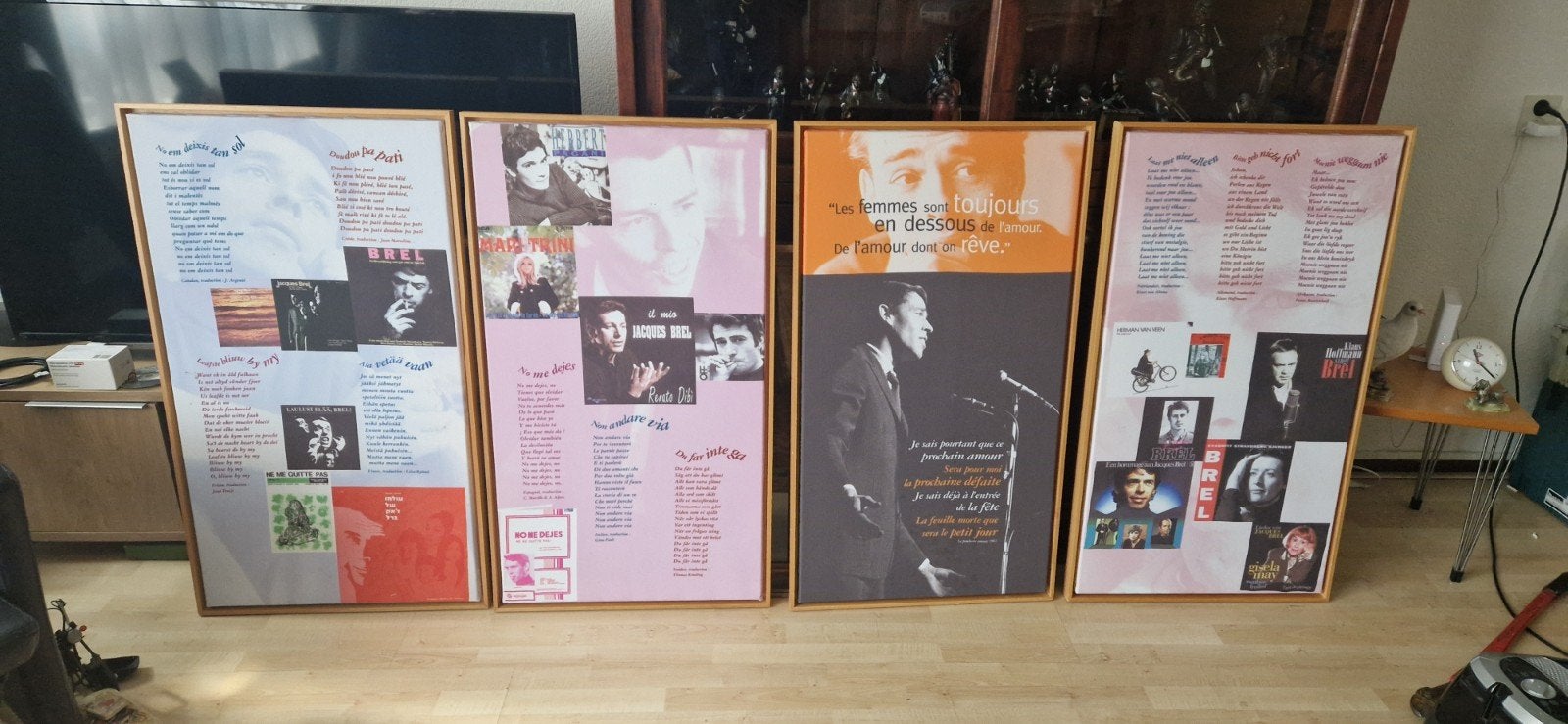 4 Canvas doeken met artiest en songtekst maat lijst 105x58, Ophalen of Verzenden, Gebruikt