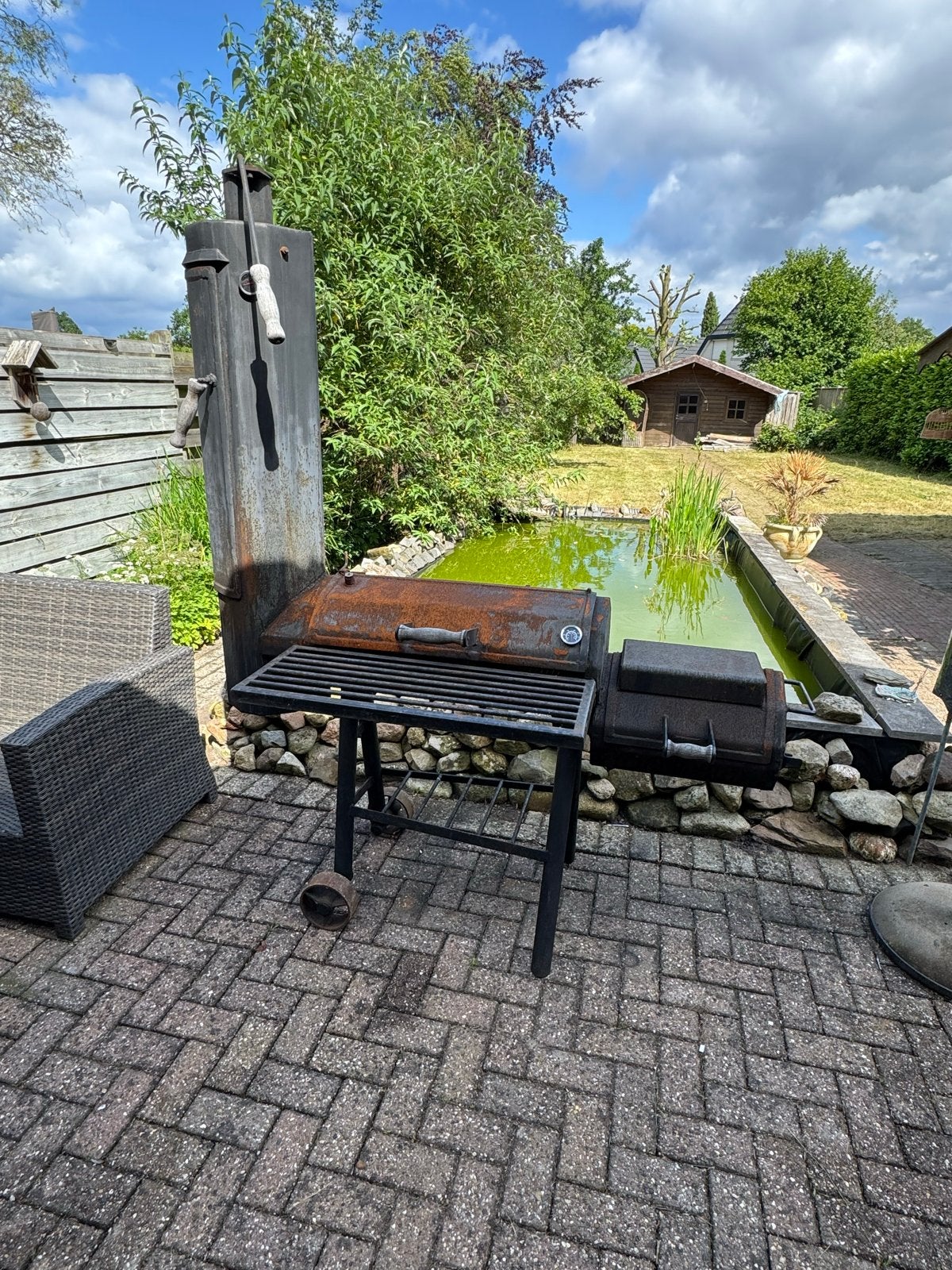 Grote BBQ Smoker met Oven - Perfect voor Buiten Koken, Tuin en Terras, Ophalen of Verzenden, Gebruikt