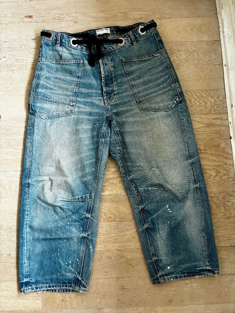 Midden blauwe barrel jeans van Free People - maat 32, Kleding | Dames, Blauw, W30 - W32 (confectie 38/40), Gedragen, Free People