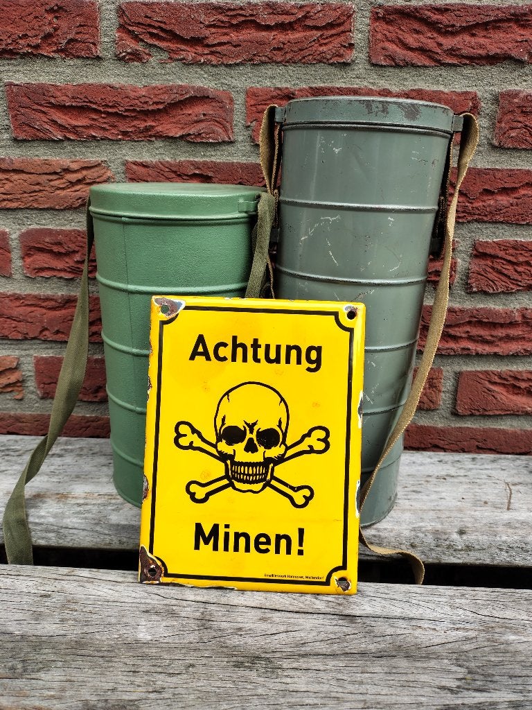 Emaille bord Achtung Minen, Verzamelen, Militaria | Tweede Wereldoorlog, Ophalen of Verzenden, Overige soorten, Duitsland, Overige typen