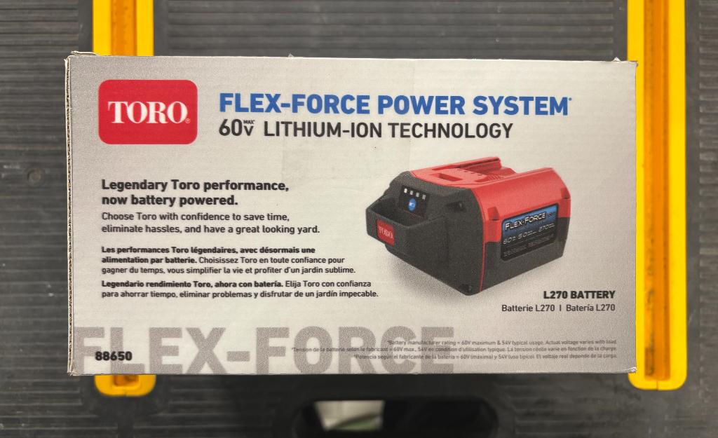 2 stuks toro flexforce 60V 5Ah accu nieuw in doos L270, Cirkelmaaier, Accu-grasmaaier, Toro, Nieuw