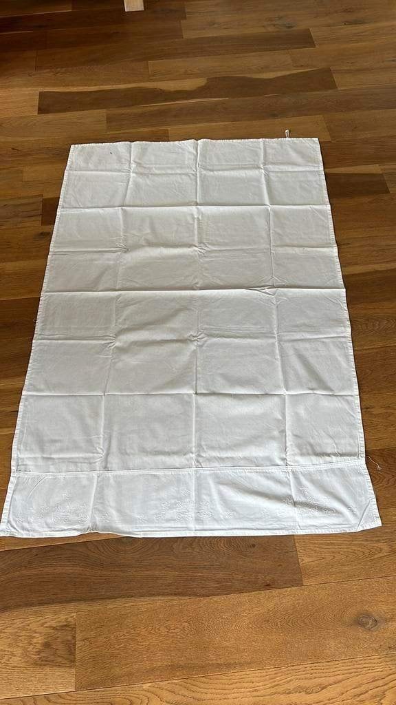 Witte ledikant laken / box laken 100% katoen Hema geborduurd, Kinderen en Baby's, Jongetje of Meisje, Wit, Overige typen, Ophalen of Verzenden