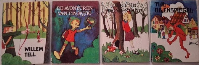 4 klassiekers: Willem Tell, Pinokkio, Alice, Tijl samen 3.-, Ophalen of Verzenden, Gelezen