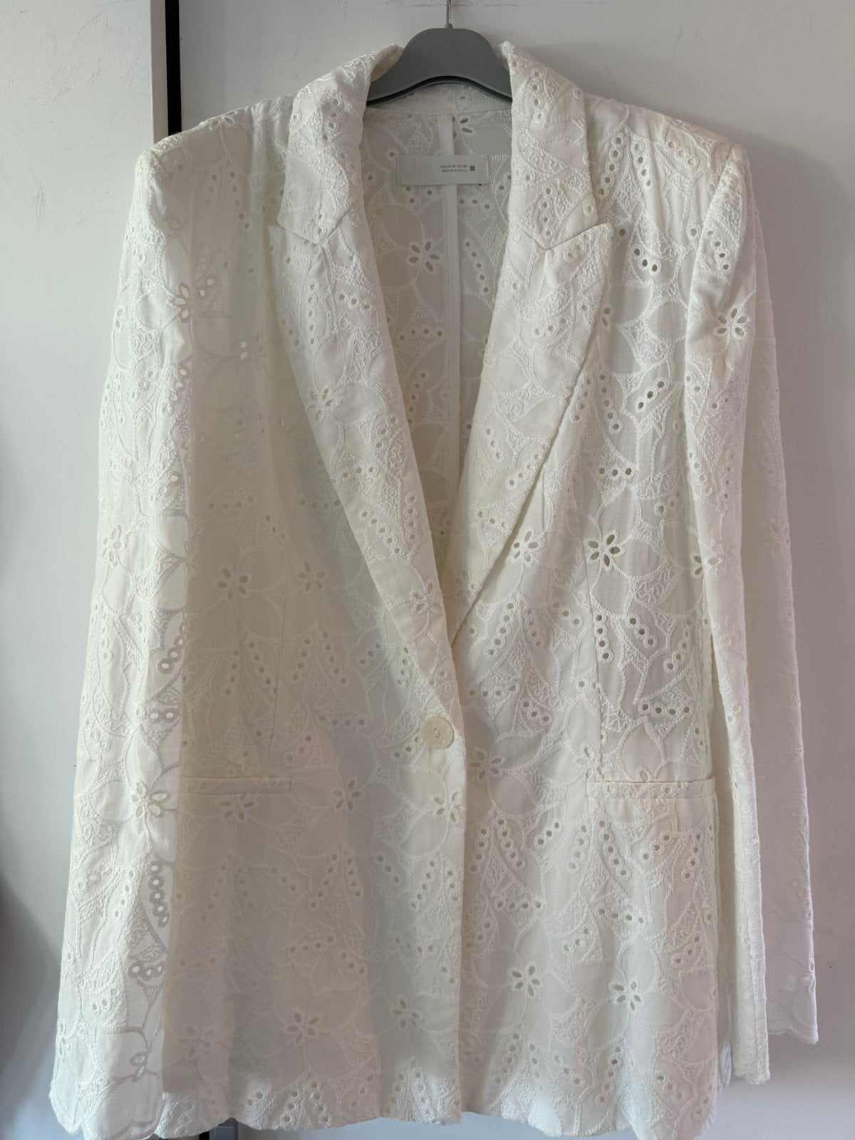 Mooie kanten blazer + (bijpassend broekje), Maat 38/40 (M), Verzenden, Wit, Nieuw