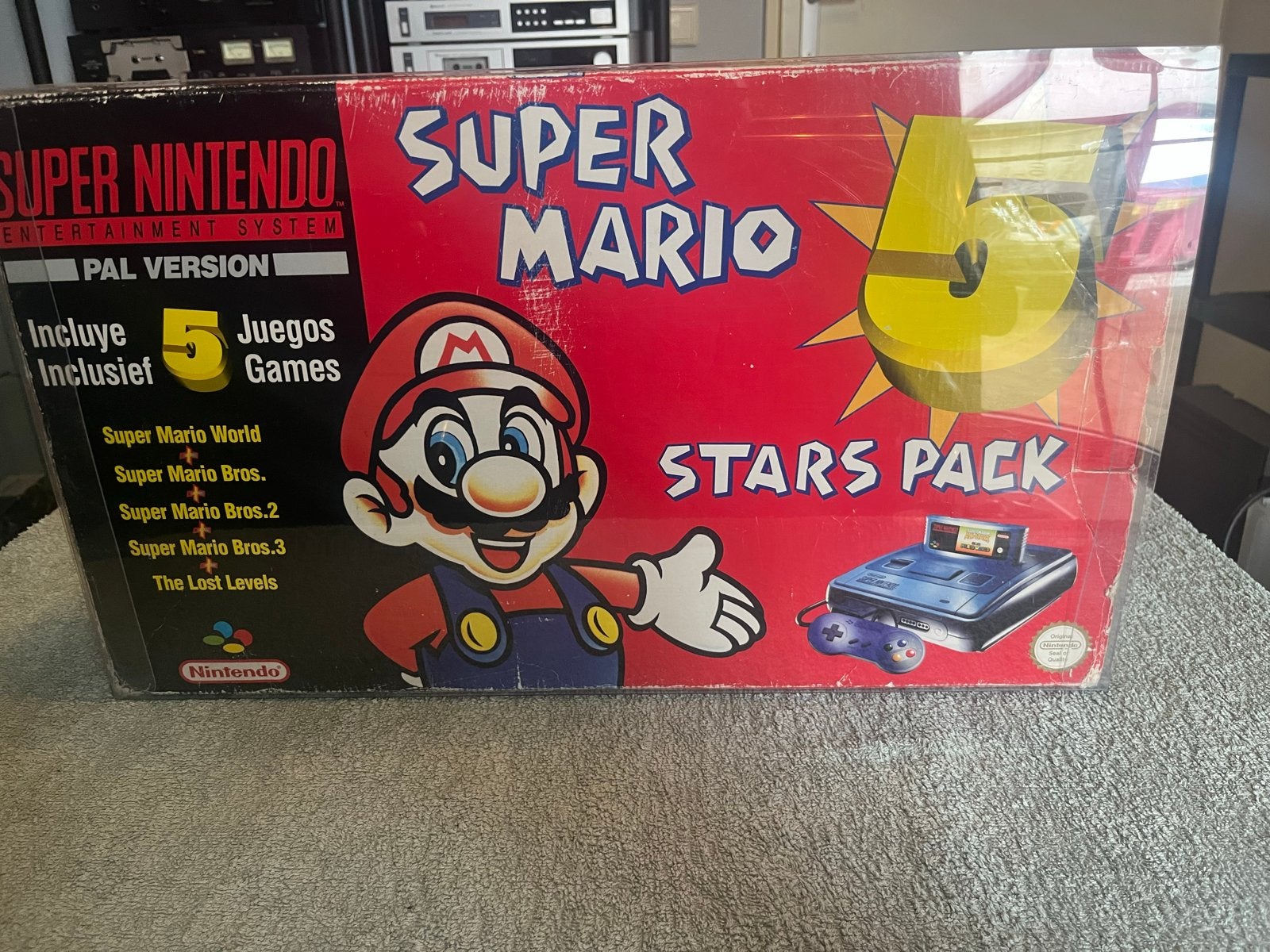 Nintendo (SNES) Super Mario Stars ( 1 chip), Ophalen of Verzenden, Zo goed als nieuw, Met 2 controllers, Met games