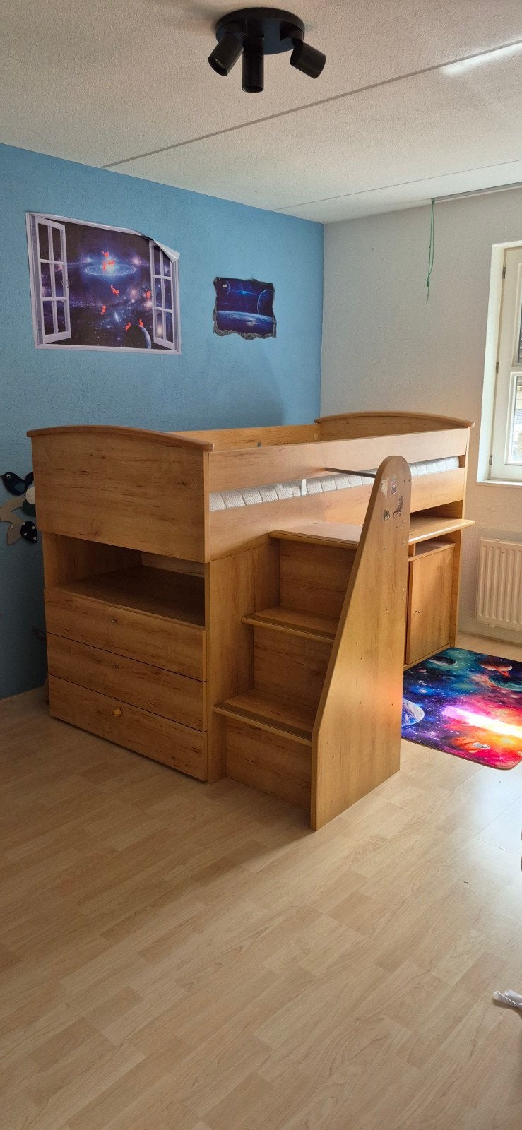 Mooi stevig bed met veel opbergruimte, Ophalen, Eenpersoons, 90 cm, Hoogslaper