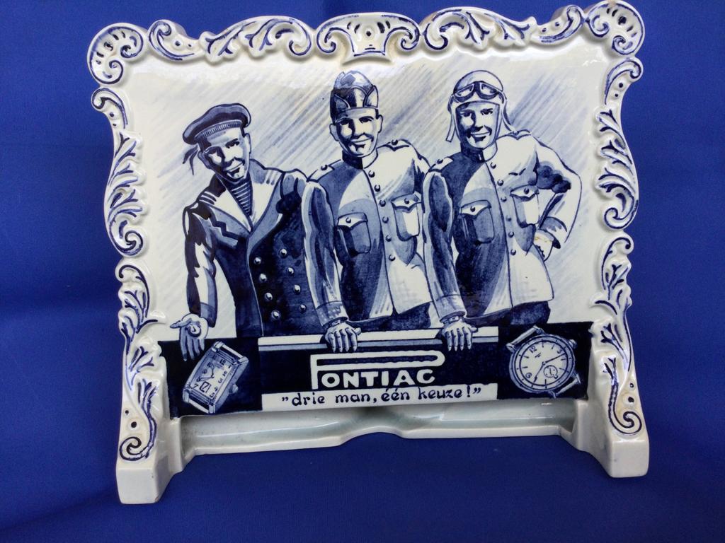 Antieke Delfts blauwe reclame display Pontiac horloges., Verzamelen, Merken en Reclamevoorwerpen, Ophalen of Verzenden, Gebruikt