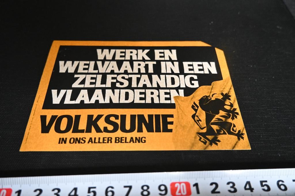 sticker VOLKSUNIE in ons aller belang  Vlaanderen België, Verzamelen, Ophalen, Zo goed als nieuw