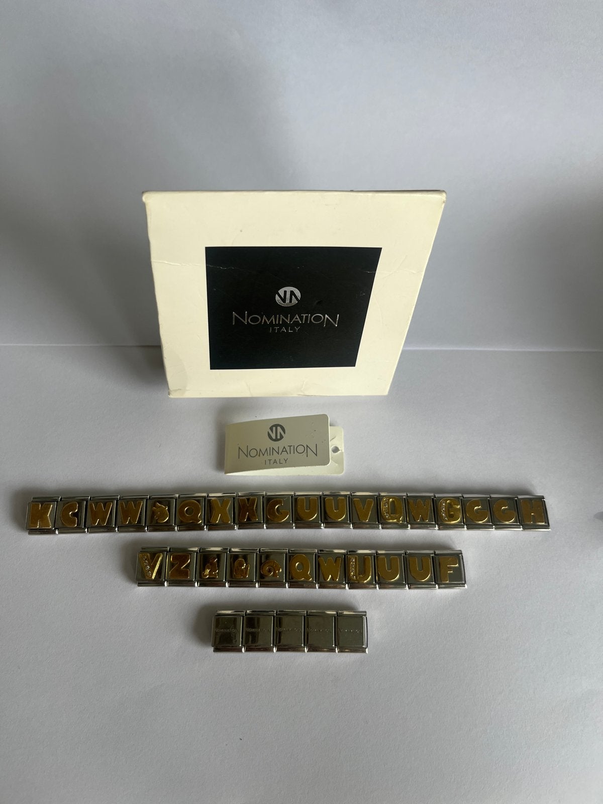 Nomination Italy  big bedels letters en zirconia steentjes, Sieraden, Tassen en Uiterlijk, Armbanden, Staal, Nieuw, Ophalen of Verzenden