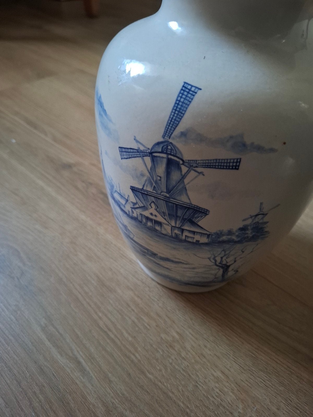 Delfts Blauw vaas met molen decoratie, Ophalen of Verzenden