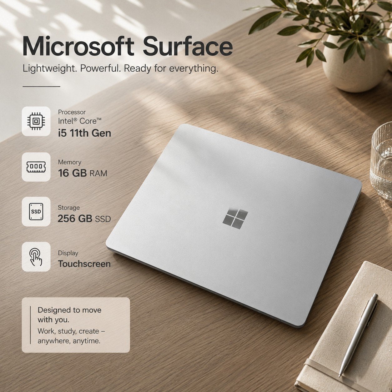 Microsoft Surface Laptop Go i5 11th Gen 16GB RAM 256GB SSD, 256 GB, 2 tot 3 Ghz, Qwerty, Zo goed als nieuw