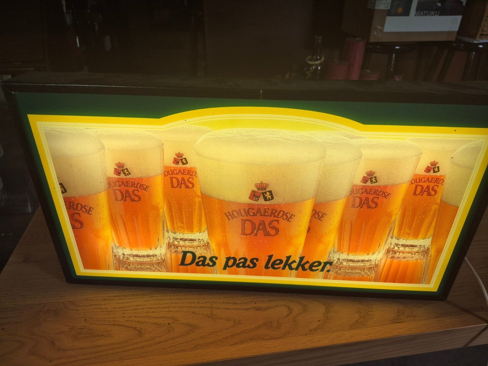 Vintage DAS lichtbak - Hoegaarden bier reclame, Ophalen of Verzenden, Gebruikt, Reclamebord, Plaat of Schild, Overige merken