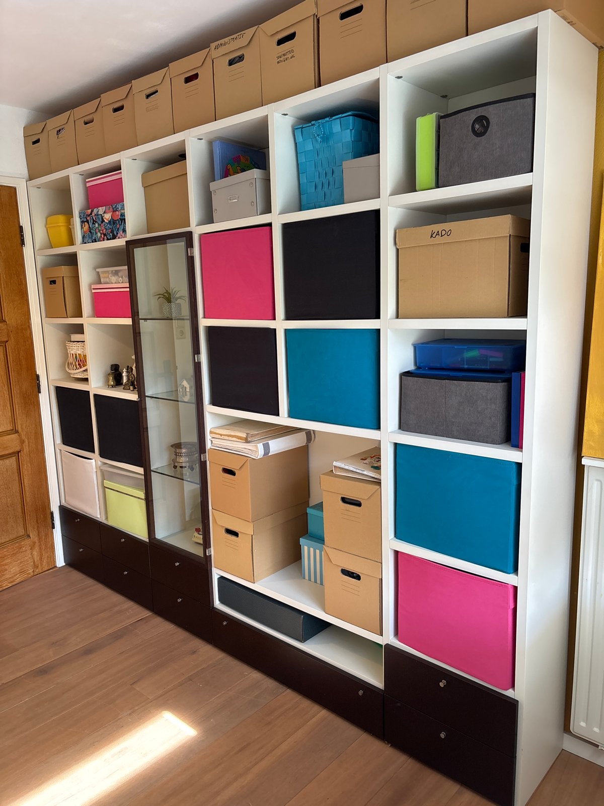 Lema Selecta Kast - Modulaire Opbergkast met Vitrine, Ophalen, Zo goed als nieuw, 200 cm of meer, Met lade(s)