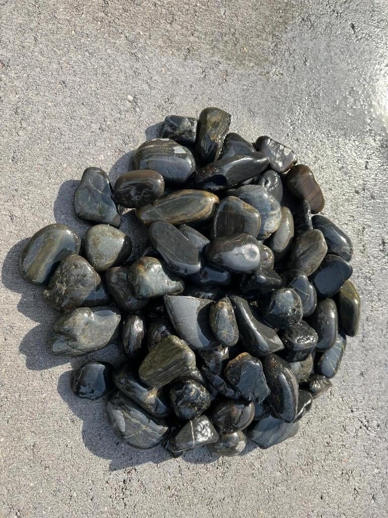 Grijze beach pebbles 25-60mm - 0.5m³ / 6.5m²  in zakken, Zo goed als nieuw, Grind, Basalt, Antraciet