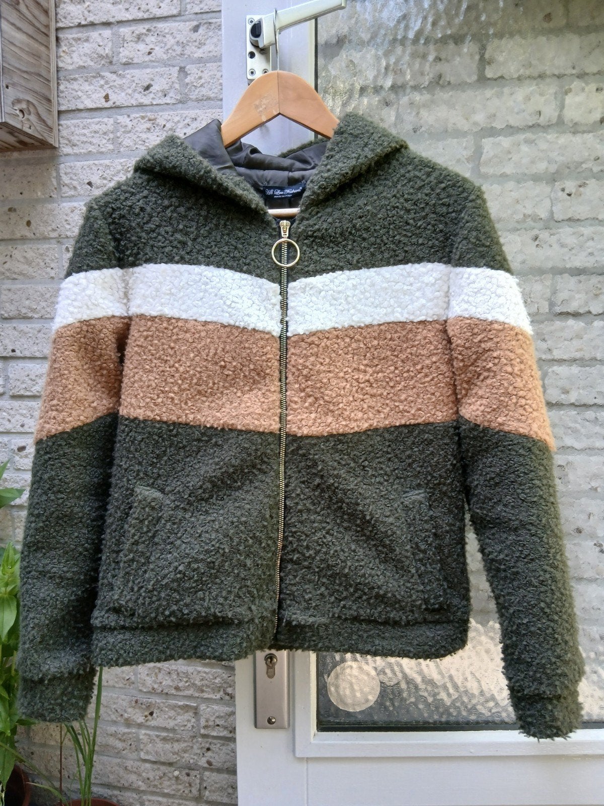 Teddy tussen jas met capuchon M, Ophalen of Verzenden, Gedragen, Maat 38/40 (M), Groen