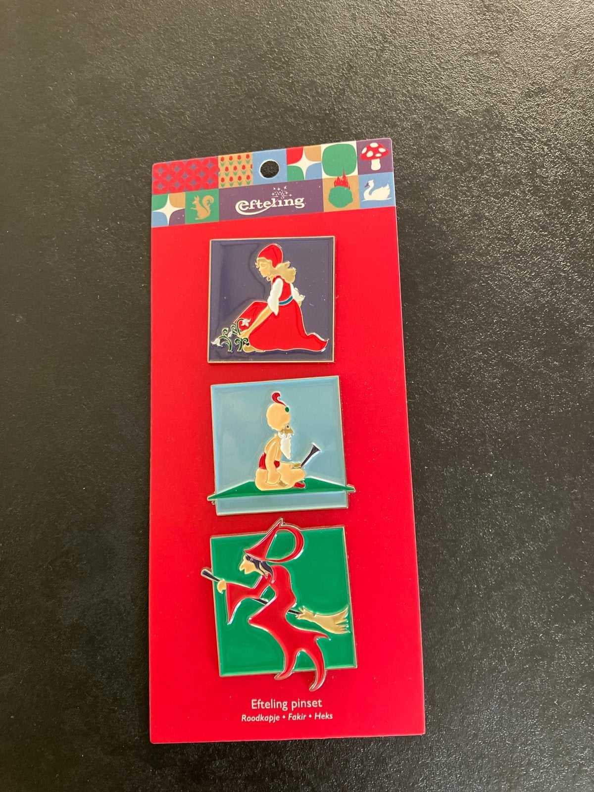 Efteling pinset: Roodkapje, Fakir en Heks, Verzamelen, Ophalen of Verzenden, Nieuw, Button of Speldje