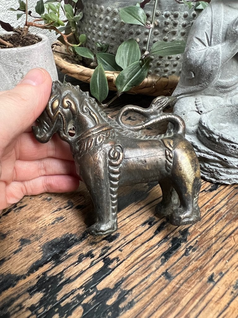 Thailand brons tempel leeuw Singha magisch dier, Antiek en Kunst, Ophalen of Verzenden