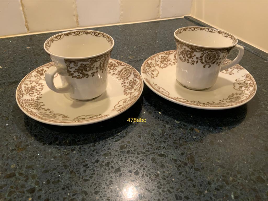 2 Echenbach Ceranova theesets - bruin decor, Ophalen of Verzenden