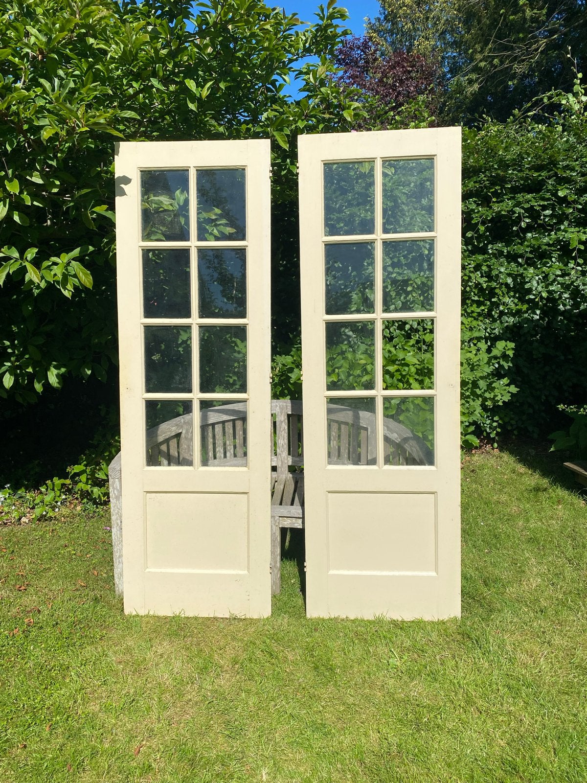 Authentieke Franse Paneeldeuren met Glas (Jaren '20), Ophalen, Gebruikt, 80 tot 100 cm, Binnendeur
