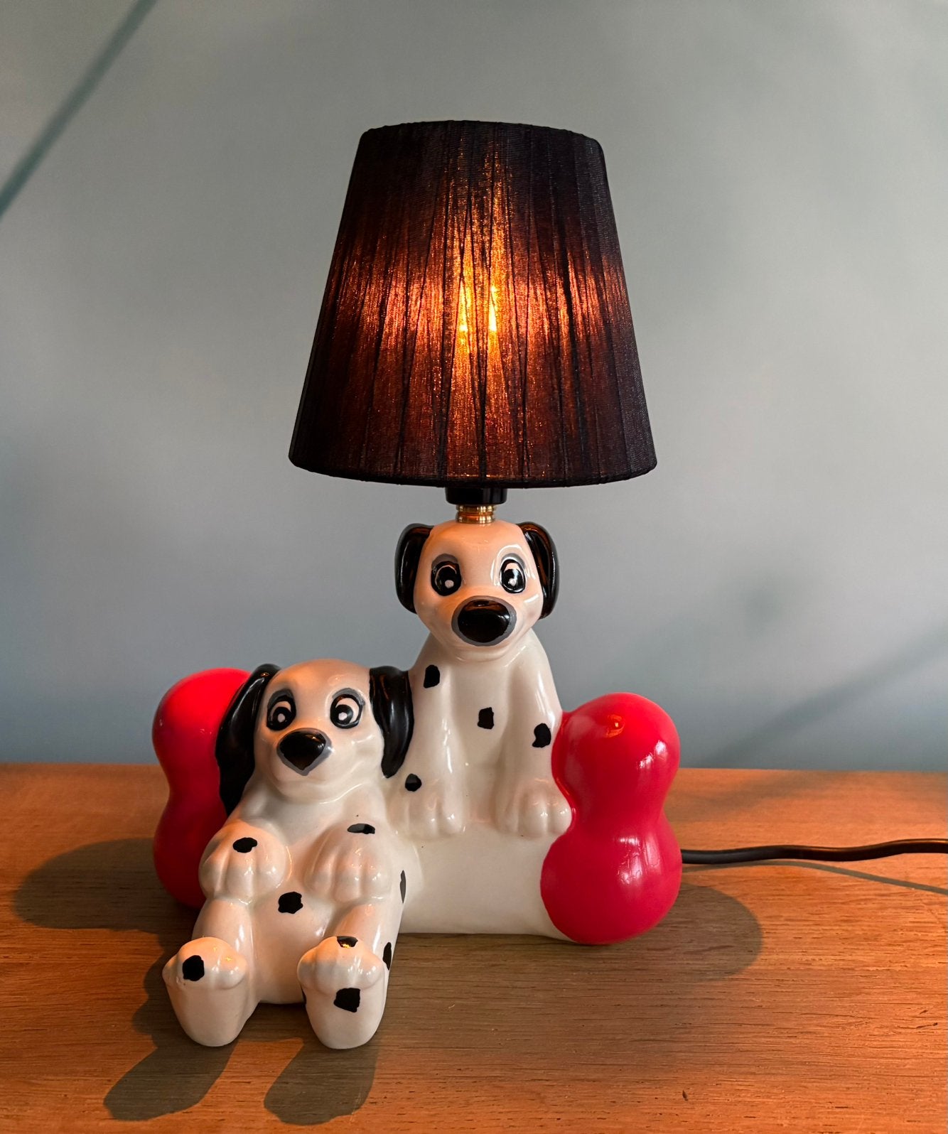 Schattige vintage Disney Dalmatiërs lamp made by me, Keramiek, Kinderlamp, E14 (klein), Ophalen of Verzenden