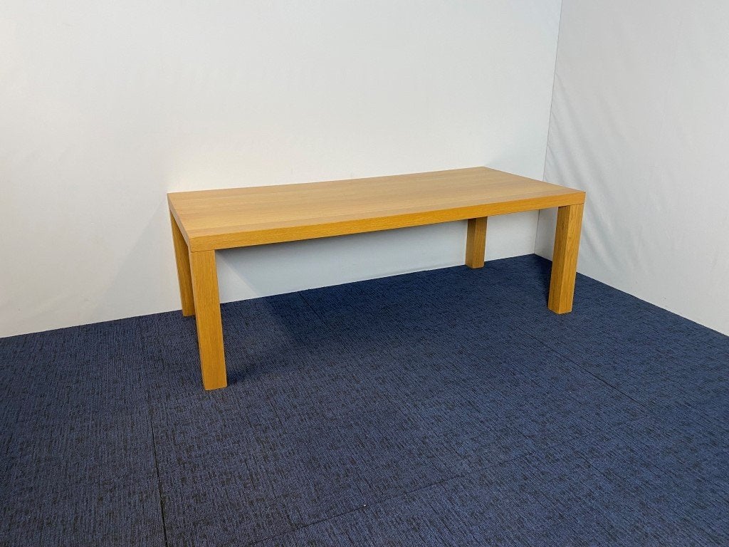 Vergadertafel, hout, eiken look, 220 x 90 cm., Ophalen, Gebruikt, Hout