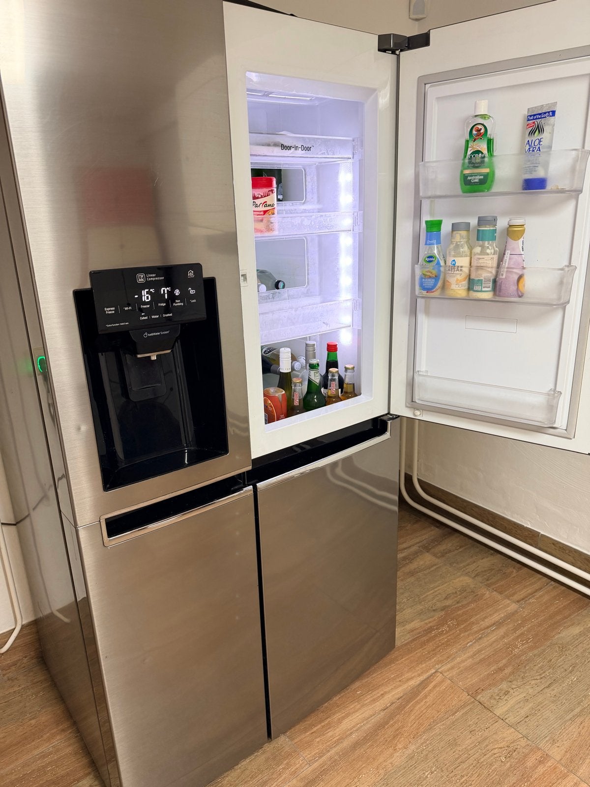 LG Amerikaanse Koelkast met Door-in-Door en Waterdispenser, Ophalen, Gebruikt, 200 liter of meer, 60 cm of meer