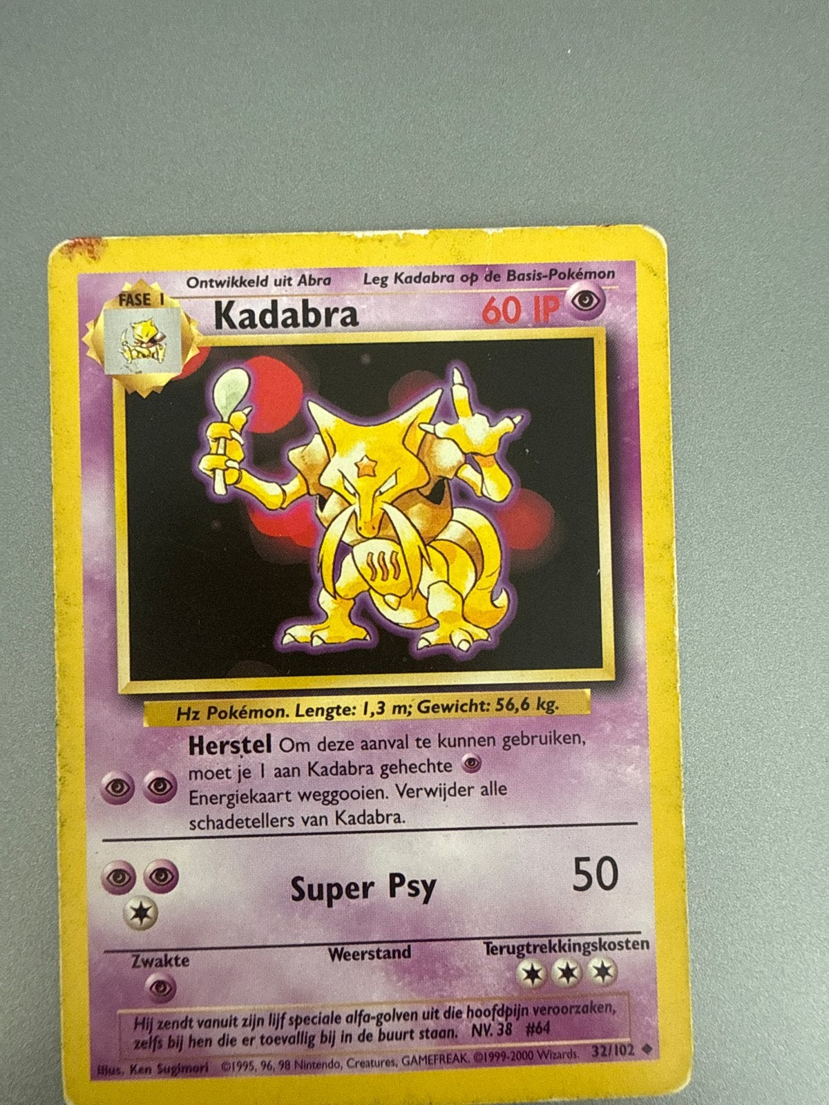 Pokémon Kaart Kadabra 32/102 (Nederlands), Ophalen of Verzenden, Gebruikt, Losse kaart