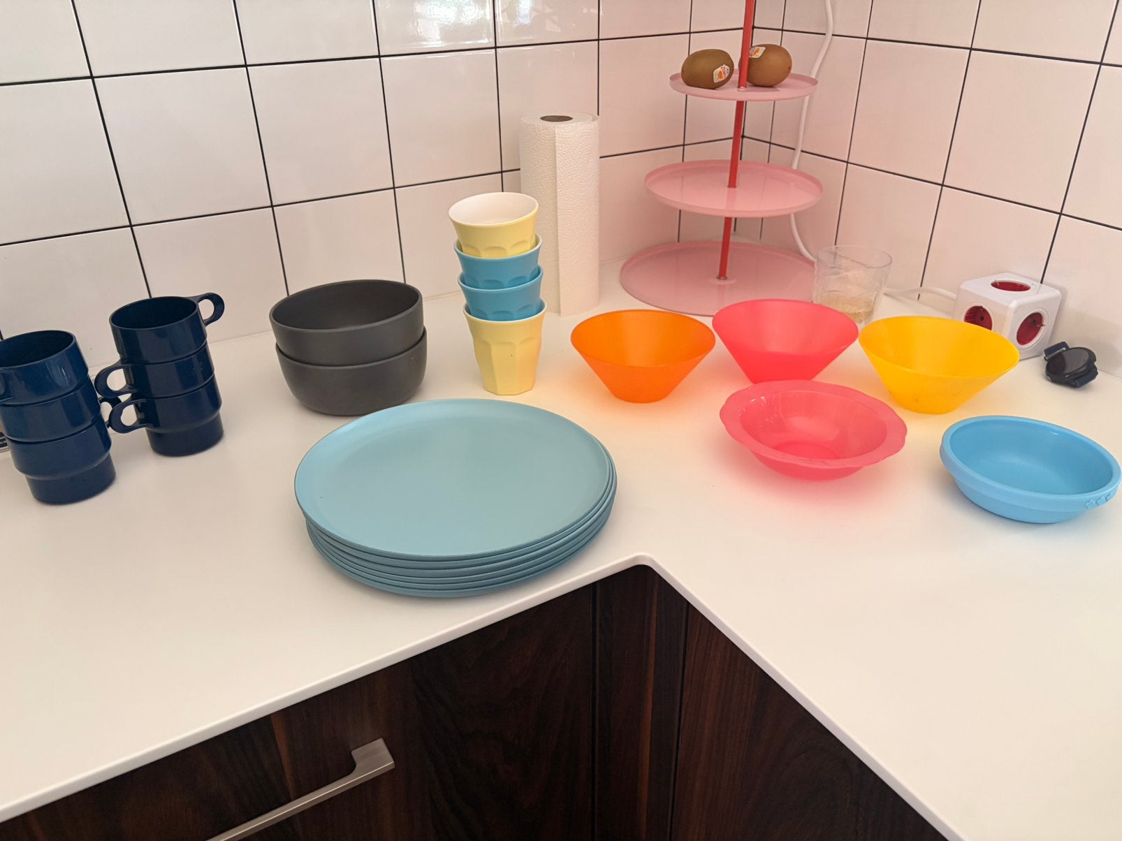 Gratis diverse camping/plastic servies, Ophalen, Zo goed als nieuw