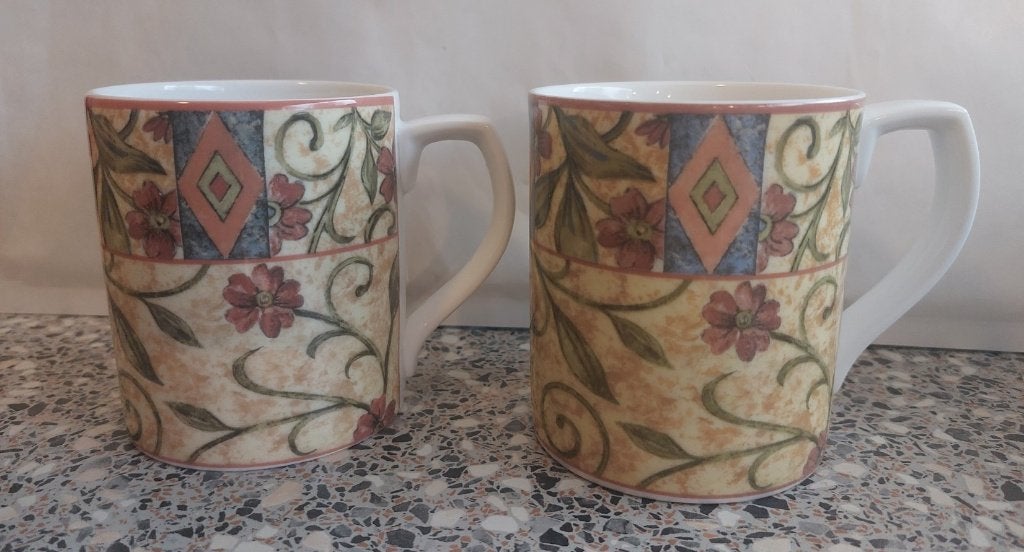 2 Beker mok kop met oor Royal Doulton Everyday Cinnabar, Gebruikt, Overige stijlen, Porselein, Mok