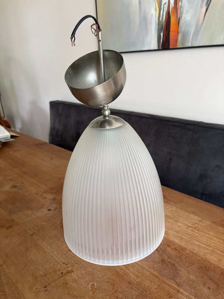 Glazen hanglamp - 27 cm breed, Huis en Inrichting, Lampen | Hanglampen, Ophalen, Gebruikt, Glas, Minder dan 50 cm