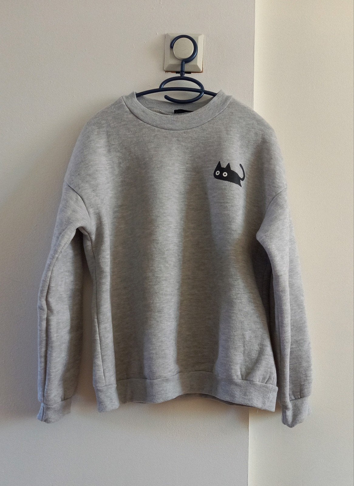 Grijze Shein sweater met kattenprint - Maat L, Maat 42/44 (L), Ophalen of Verzenden, Zo goed als nieuw, Grijs