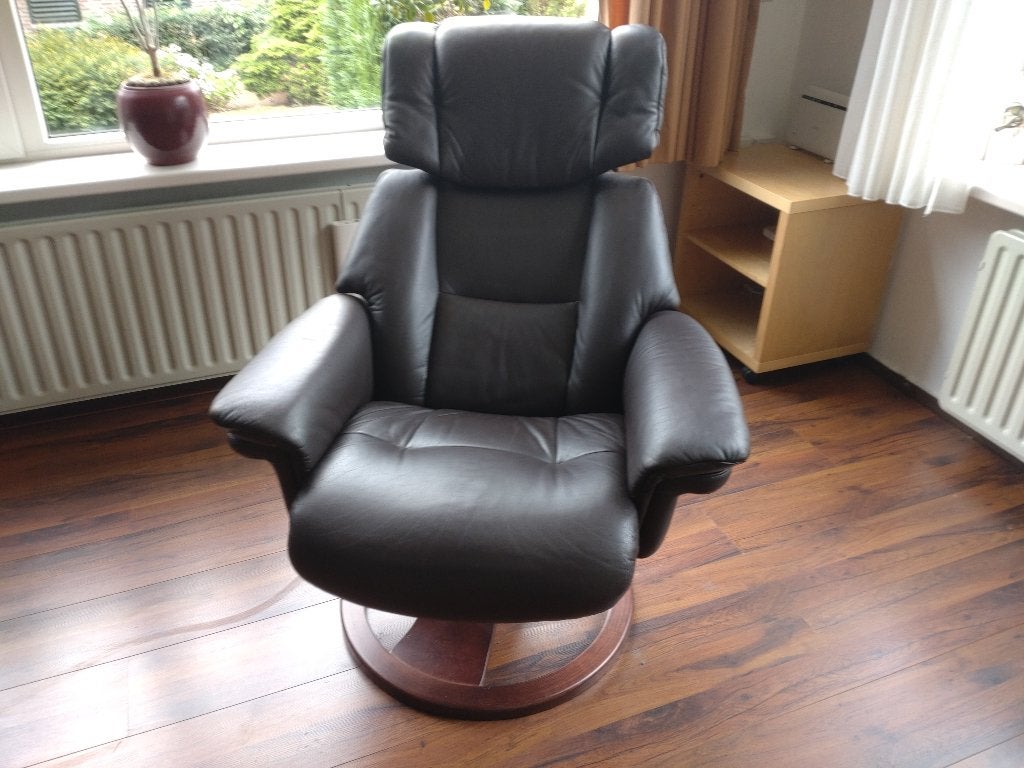 Leren stoel, Huis en Inrichting, Ophalen, 75 tot 100 cm, Zo goed als nieuw, Leer