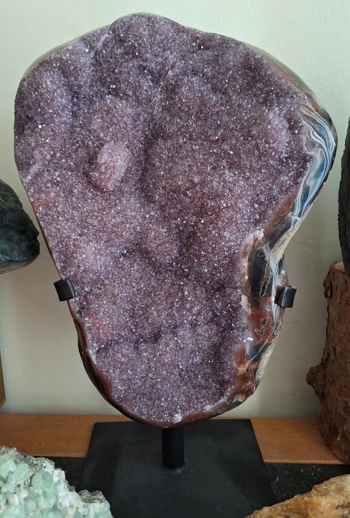 XXL Lavendel Amethyst Cluster Geode incl. Standaard, Verzamelen, Mineralen en Fossielen, Ophalen of Verzenden