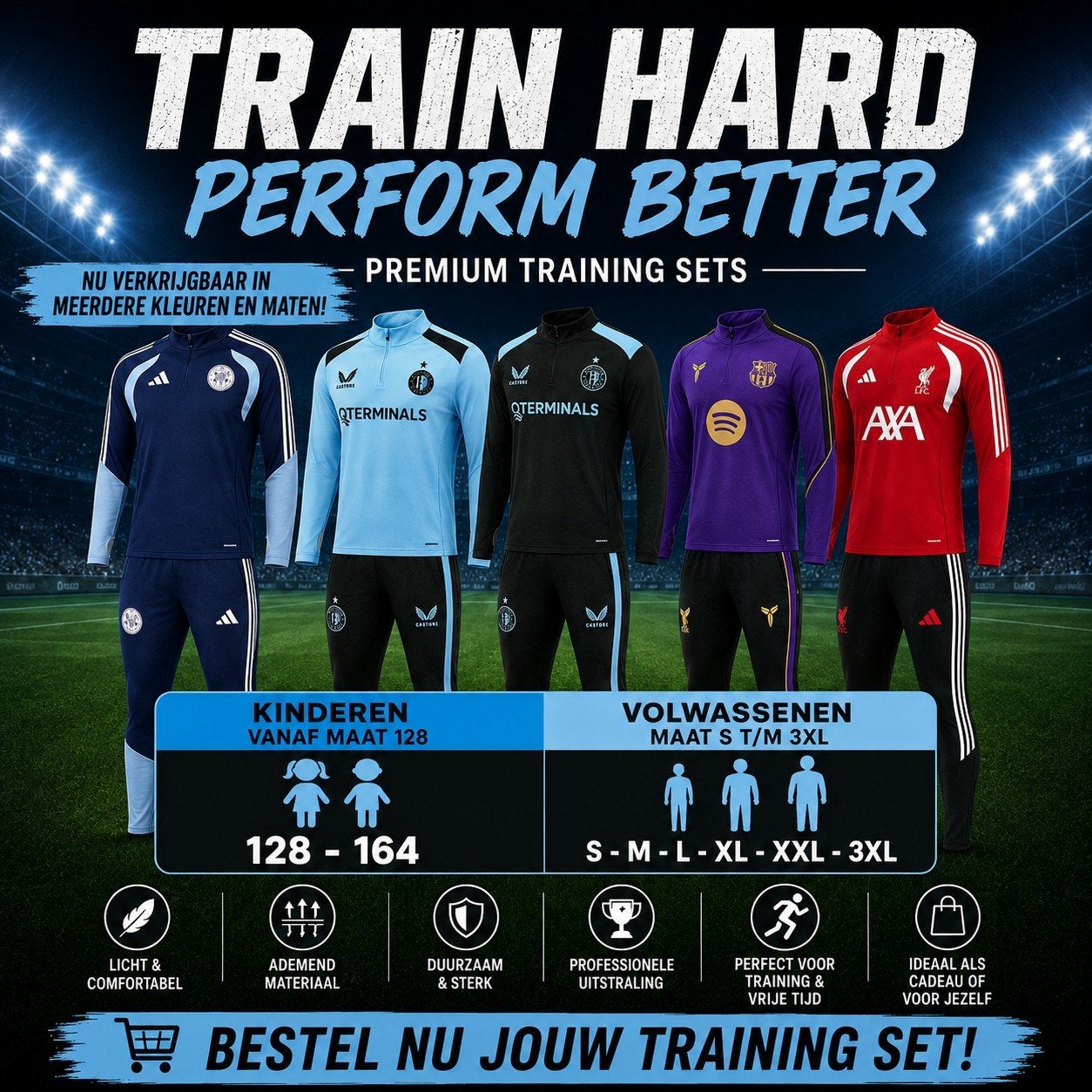 voetbal trainingspakken- Diverse clubs en maten, Maat XS of kleiner, Ophalen of Verzenden, Nieuw, Trainingspak