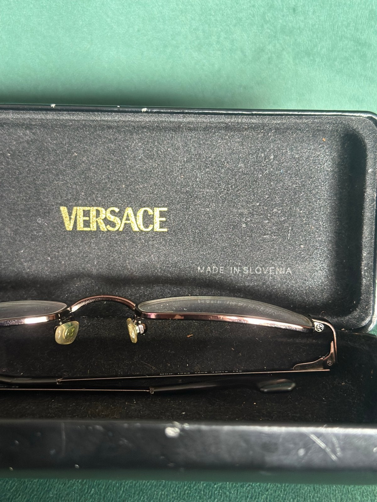 Versace bril met etui - Made in Italy, Gebruikt, Bruin, Gianni Versace, Ophalen of Verzenden