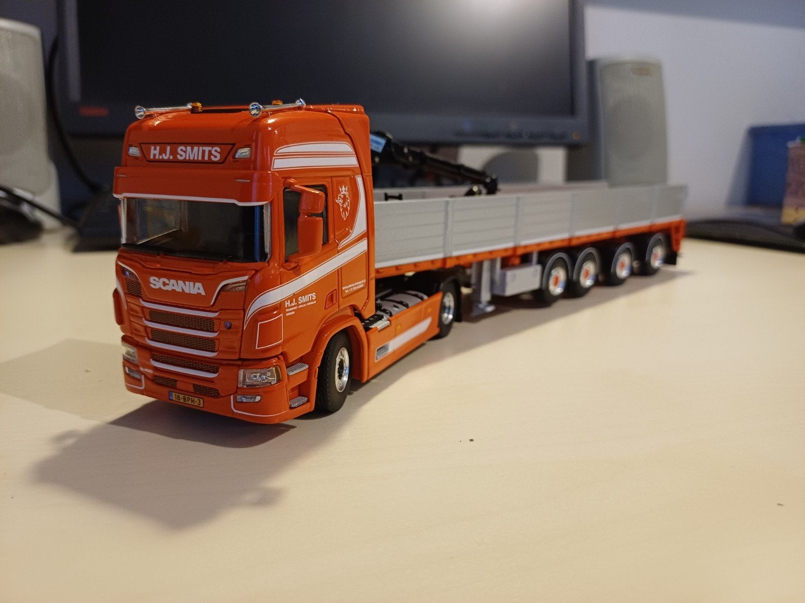 Wsi Scania met steentrailer H.J. Smits Giessen, Ophalen of Verzenden, Zo goed als nieuw, Bus of Vrachtwagen, Wsi