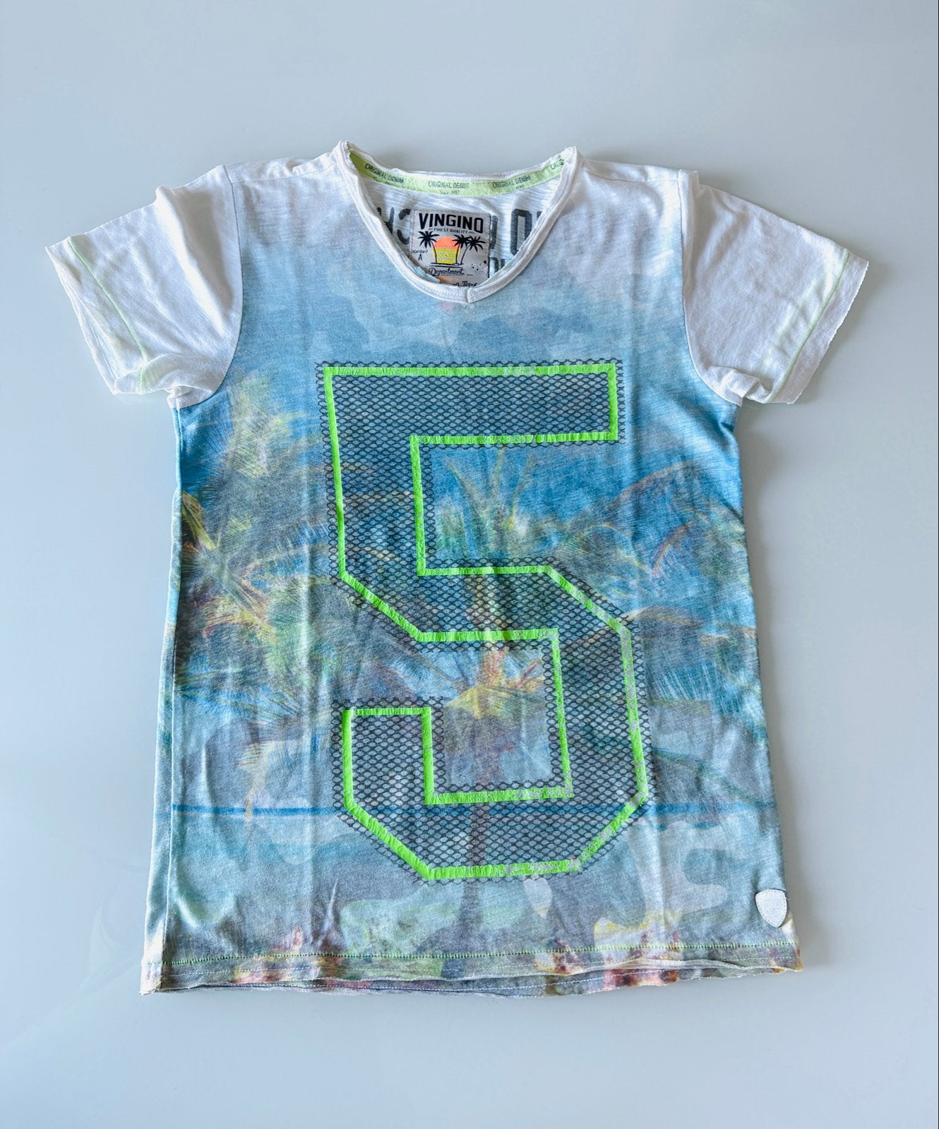 Vingino T-shirt met tropische print en neon detail, Ophalen, Zo goed als nieuw, Jongen, Shirt of Longsleeve