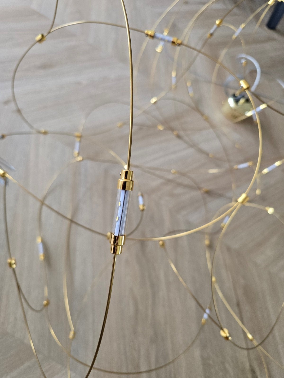 Flock of light geïnspireerde gouden hanglamp, Ophalen, Modern, Design, Abstract, Overige fittingen, Zo goed als nieuw