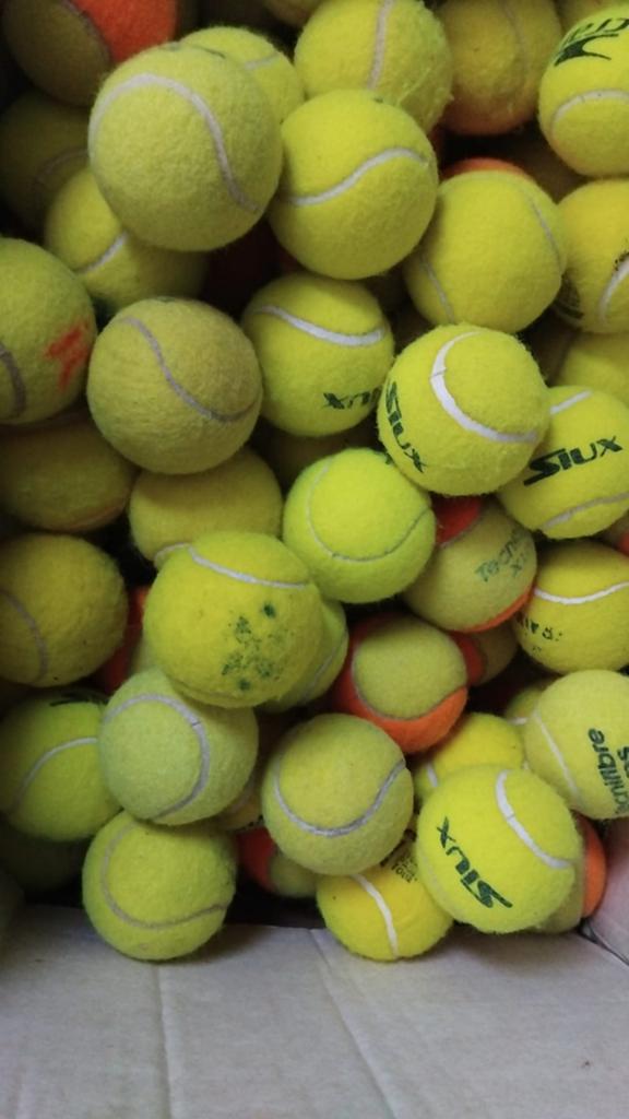 Gebruikte tennisballen en/of padelballen, 105st €30!, Ophalen of Verzenden, Gebruikt, Hondenballen