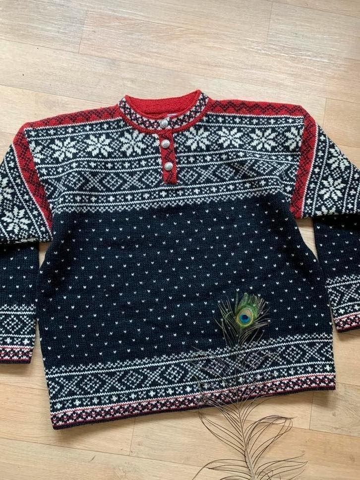 L. L. Beand wollen trui L bohemian wool jumper, -, Zwart, -, Maat 42/44 (L)