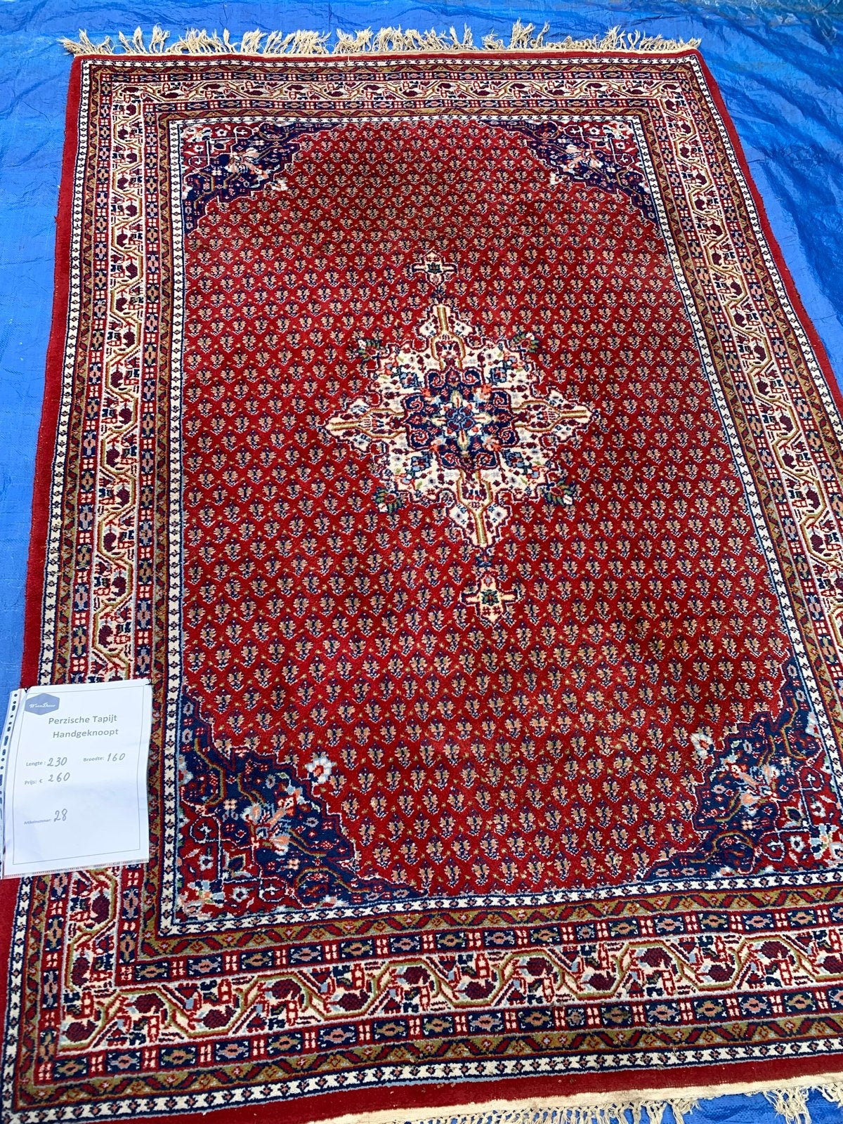 Prachtig Handgeknoopt Perzisch Tapijt - Rood/Blauw, Gebruikt, 150 tot 200 cm, 200 cm of meer, Ophalen of Verzenden