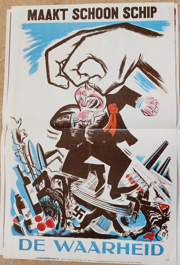 Papergoed- Oorlog Poster- Maak schoon Schip- De Waarheid, Nieuw, Ophalen of Verzenden, Voor 1940, Prent