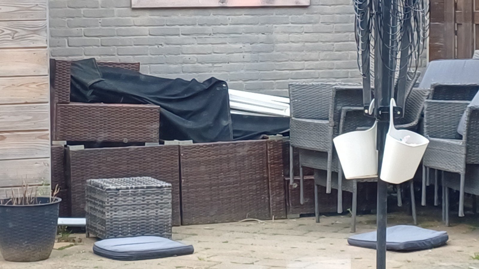 Wicker Loungeset zonder kussens, Tuin en Terras, Ophalen, Gebruikt, Loungeset, Wicker