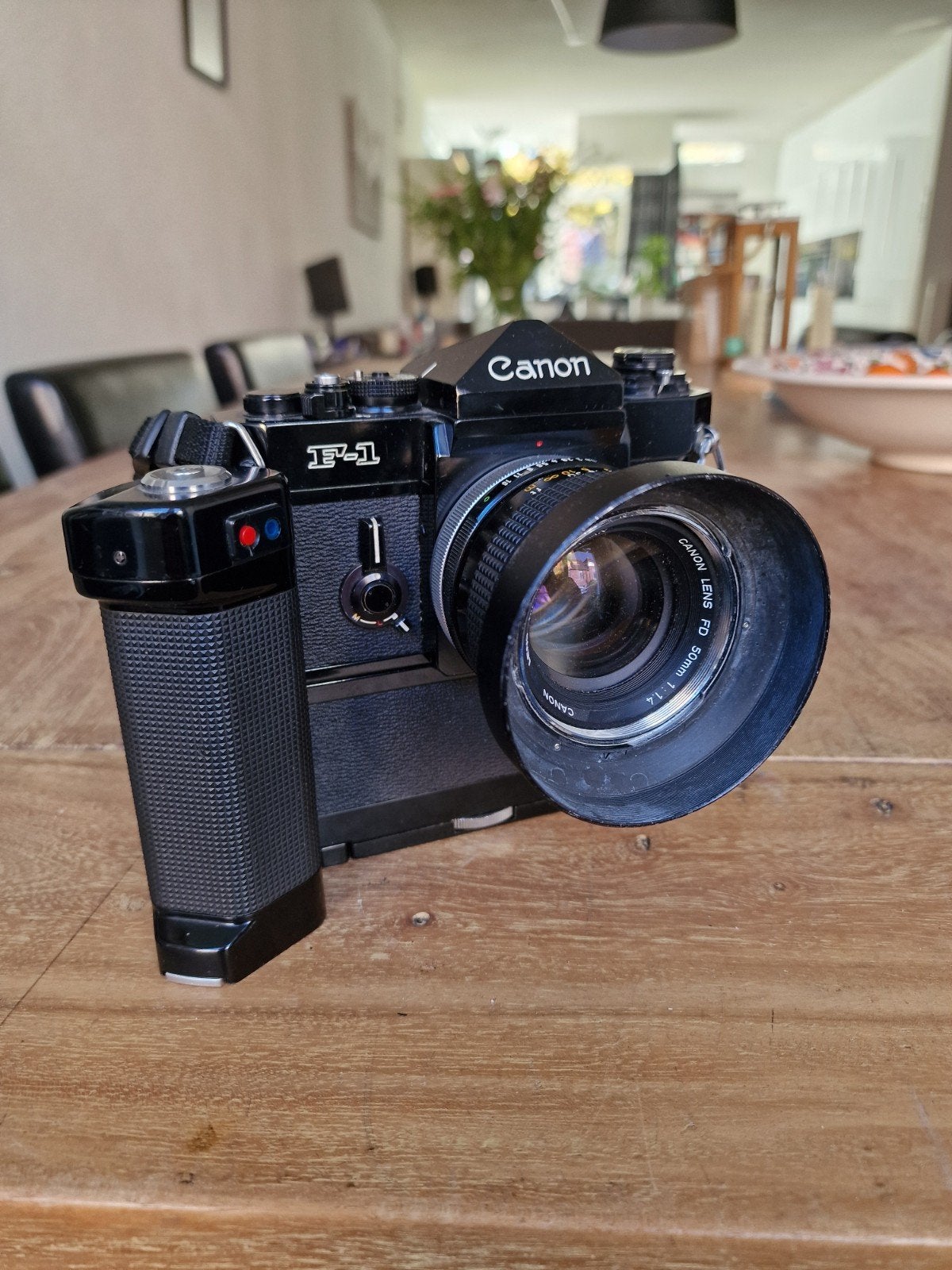 canon F1 + motordrive MF, Ophalen of Verzenden, Gebruikt, Spiegelreflex, Canon